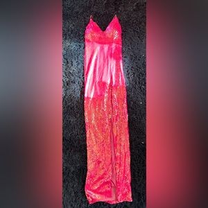 size large never worn pink sparkle dress from macys with front slit